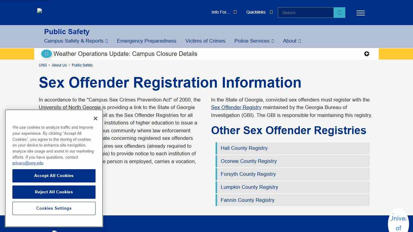 Sex Offender Registration Information